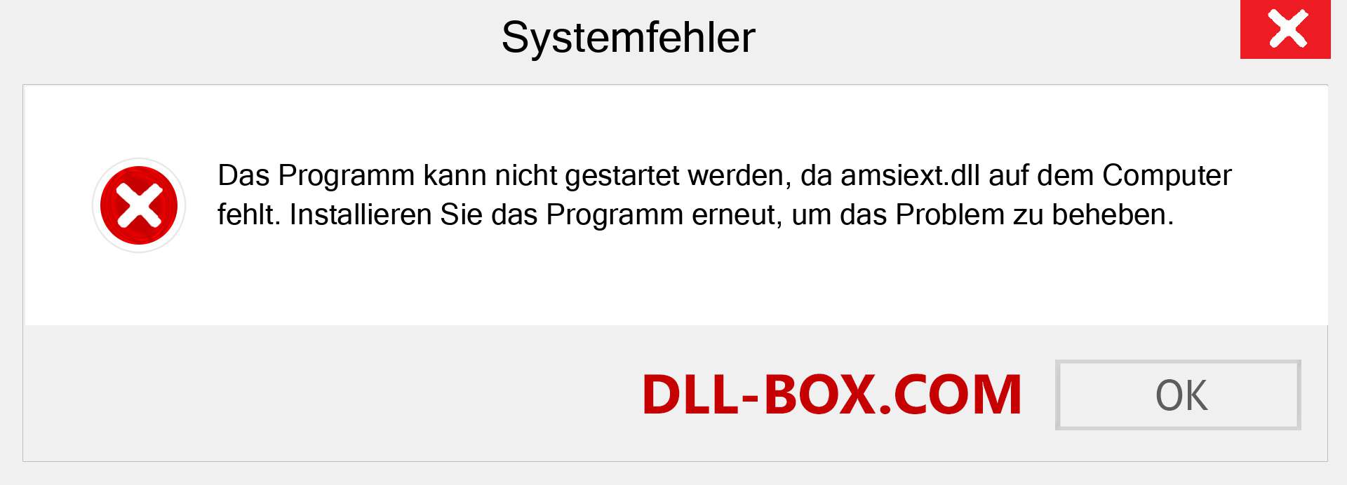 amsiext.dll-Datei fehlt?. Download für Windows 7, 8, 10 - Fix amsiext dll Missing Error unter Windows, Fotos, Bildern